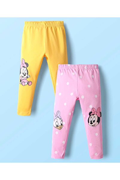Babyhug Disney بنطلون ليكرا محبوك بطول كامل مع رسومات ميني ماوس (عبوة من قطعت...