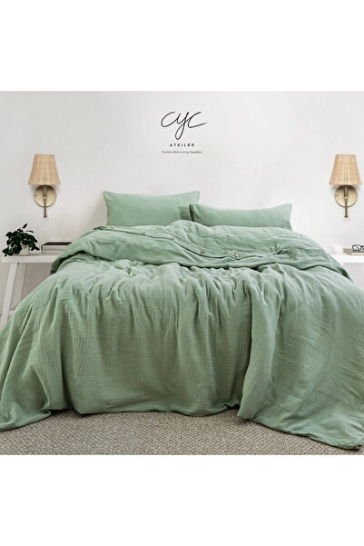 Cyc Atelier 100% Organic Cotton Muslin Anti-Sweat Double Duvet Cover Set with...