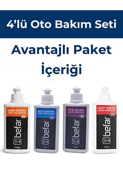 BEFAR Ekonomik 4’lü Oto Bakım Seti – Çizik Giderici, Hare Alıcı, Cila ve Boya...