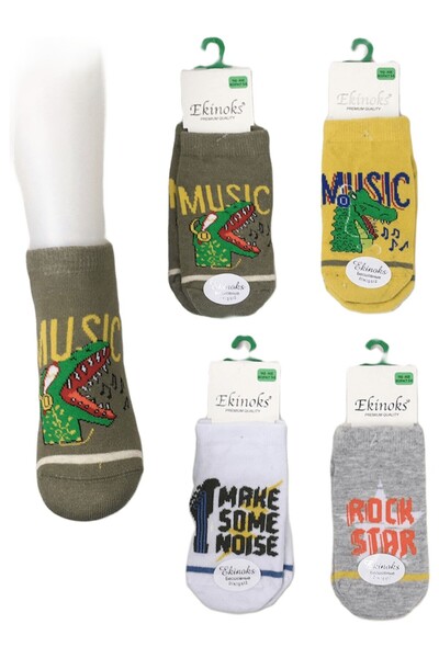 Ekinoks Boy's Booties Socks Patterned Palmira 4 Pieces 11-12 Years