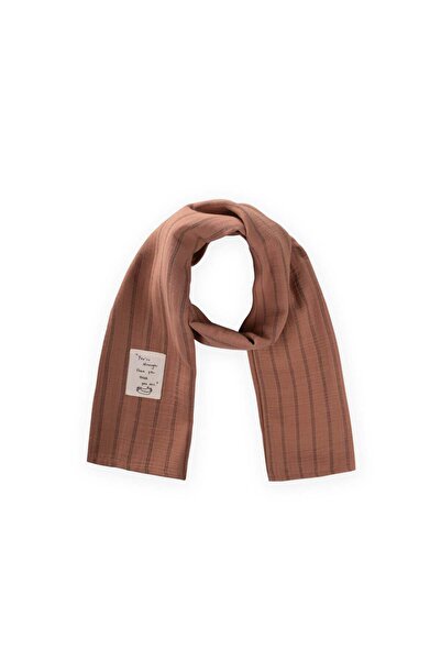 Cigit Παιδικό Φουλάρι Βιολογικής Μουσελίνας 25Χ140 εκ. Καφέ Διπλές Ρίγες