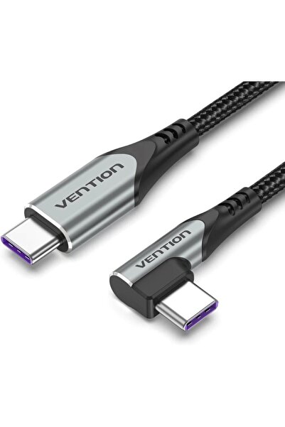 Vention كابل USB 2.0 C ذكر بزاوية قائمة إلى ذكر C 5A بطول 1 متر من سبائك الأل...