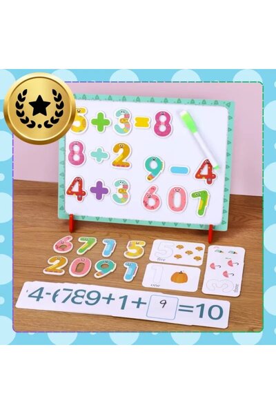 NiceKids Set de matematica cu tabla si numere magnetice din lemn