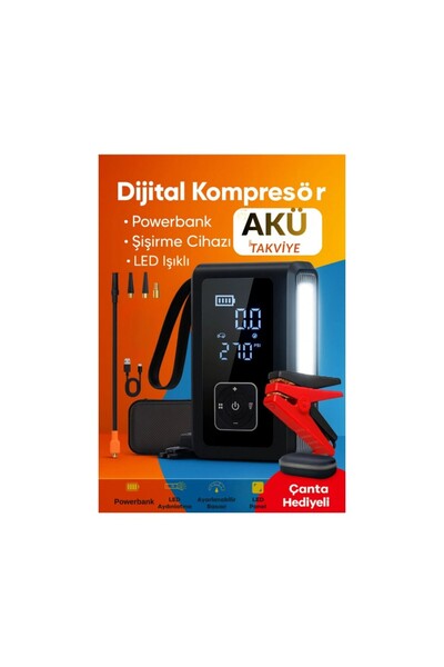 CEPAKS 4in1 Dijital Hava Kompresörü ve Akü Takviye Cihazı Lastik Şişirme Maki...