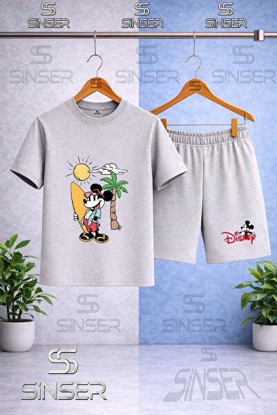 SS SİNSER Παιδικό μπλουζάκι με στάμπα MICKEY PALMIYE SURF με λαιμόκοψη - Σετ ...