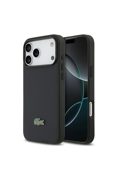 Lacoste iPhone 17 Pro Max Kılıf Lisanslı M-safe Özellikli PU Pike Desen Metal...