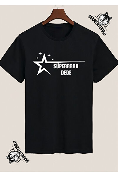 MarkaTurko Super Grandpa Special Design Printed Black T-Shirt
