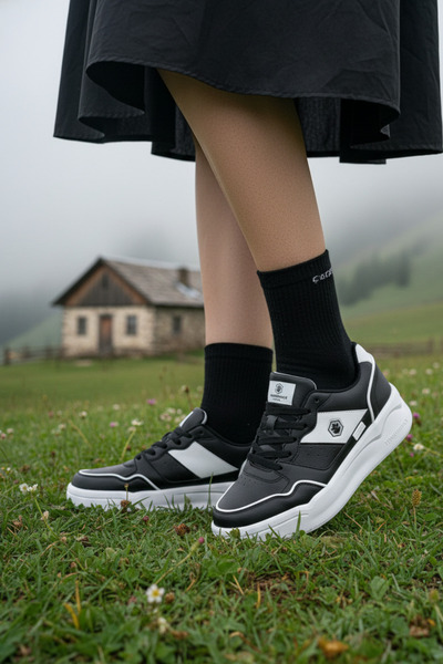 lumberjack FT-8898 Μαύρα και Λευκά Γυναικεία Άνετα Καθημερινά Αθλητικά Παπούτσια