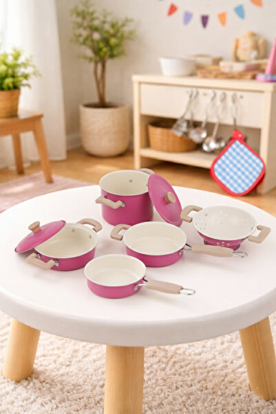 ROZİTOYS 11 Piece Pink Enamel Pot Pan Set