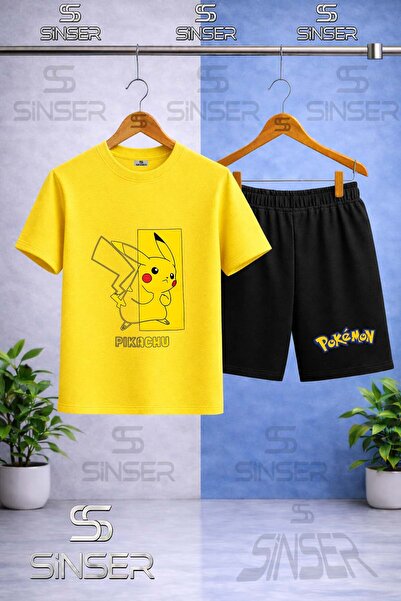 SS SİNSER Παιδικό μπλουζάκι PIKHACU σε μισό τετράγωνο με στάμπα και λαιμόκοψη...