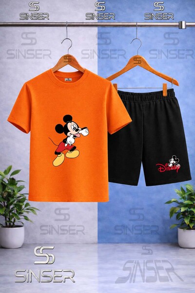 SS SİNSER Παιδικό μπλουζάκι με στάμπα MICKEY DIL με λαιμόκοψη ποδηλάτου - Σετ...