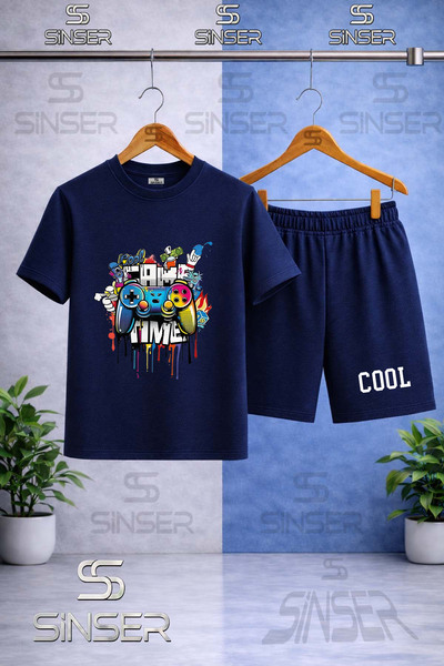 SS SİNSER Παιδικό μπλουζάκι GAME TIME COOL με στάμπα και σορτς - Σετ