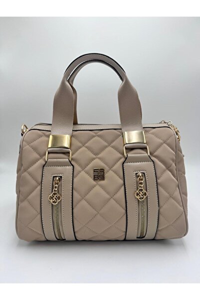 FEMME Γυναικεία καπιτονέ μπεζ τσάντα ώμου και χειρός London – Κομψή καθημεριν...