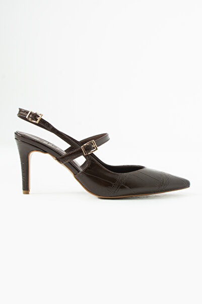 Sira Official Blair Brown Croco Thin Heeled Shoes