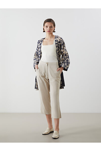 LC Waikiki Capri de damă din amestec de in cu talie elastică