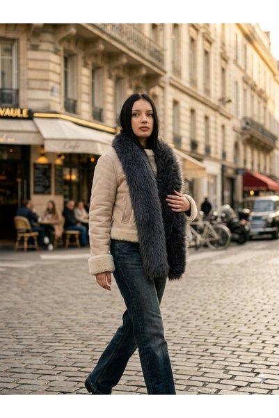 sevaradekor Lolita Fur Scarf Furry Scarf Women's Scarf