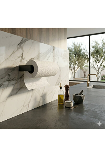 LUNOART Ανθρακί Αυτοκόλλητη Μεταλλική Κρεμάστρα για Χαρτοπετσέτες |   Τοποθέτ...