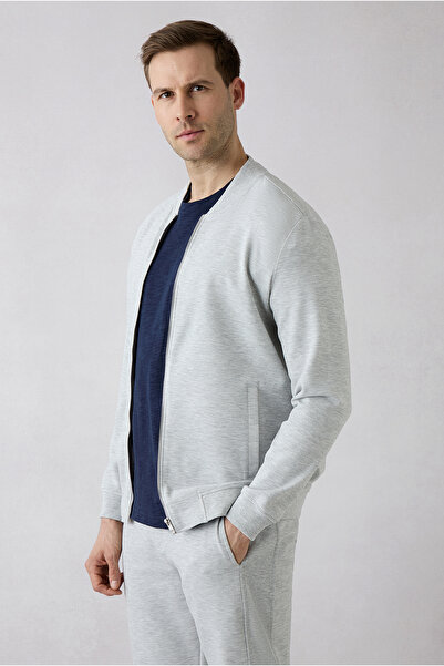 Kiğılı Zippered Flexible Bomber Sweat Cardigan