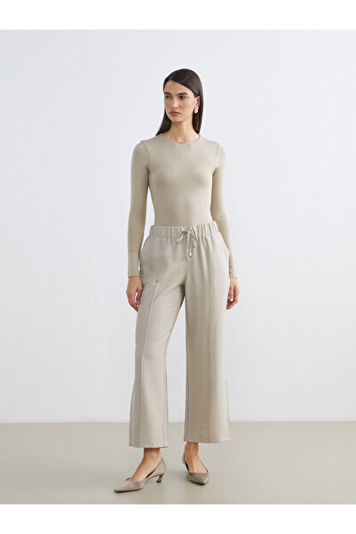 LC Waikiki Pantaloni de damă cu talie elastică și picior larg
