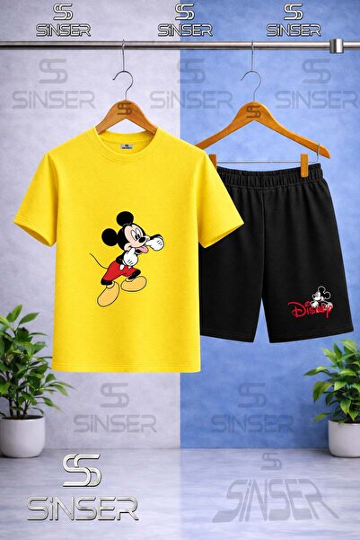 SS SİNSER Παιδικό μπλουζάκι με στάμπα MICKEY DIL με λαιμόκοψη ποδηλάτου - Σετ...