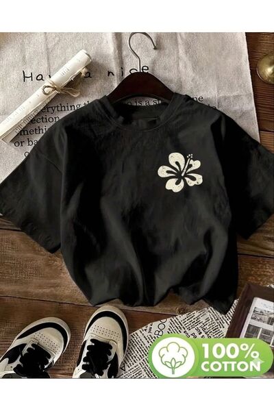 LELVANİ Μπλουζάκι με στάμπα με σχέδιο μπλε λουλουδιών KASIN