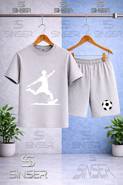 SS SİNSER Παιδικό μπλουζάκι με στάμπα FOOTBALL PLAYER WHITE - Σετ σορτς