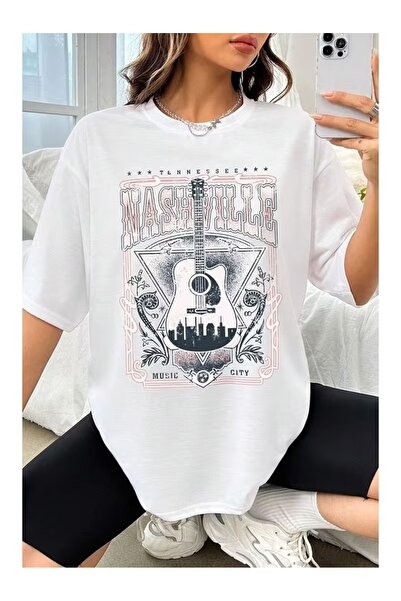 ZİYMO NASHVILLE GUITAR T-SHIRT SA ŠTAMPOM, OVERSIZE