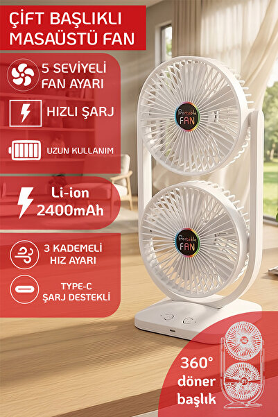 Teknoloji Gelsin Masaütü Fan Çift Katlı Şarjlı Vantilatör Sessiz Çalışma Oyna...