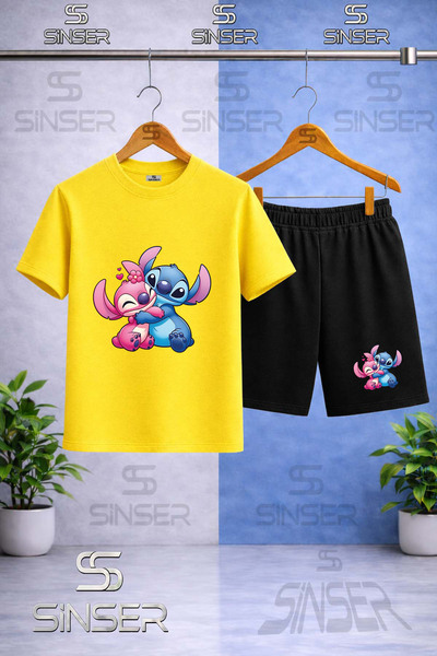 SS SİNSER Παιδικό μπλουζάκι με στάμπα LILO STITCH HUG με λαιμόκοψη ποδηλάτου ...