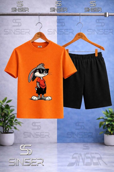 SS SİNSER Kids' Gzlk Boksbony Printed Crew Neck T-Shirt - Shorts Set