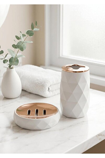 HomeTarz Σετ νιπτήρα ακρυλικό Rose - 2 τεμάχια, λευκό