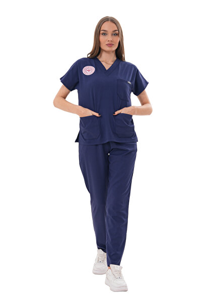 Jüniper En- Boy Likralı İndigo Scrubs Takım