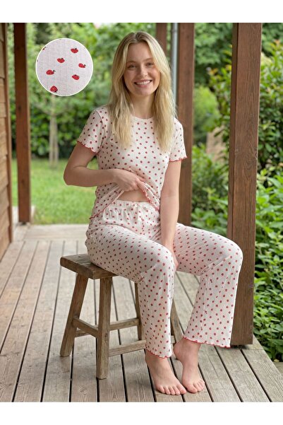 rindahomewear Γυναικείο σετ καλοκαιρινών πιτζάμες με κοντό μανίκι από ύφασμα ...