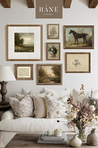 Hane Concept Rustik Vintage Duvar Galeri Seti – 7 Parça Çerçeveli Tablo – Şık...