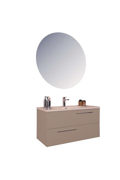 kobos Serenity 100 cm Banyo Dolabı Seti Latte
