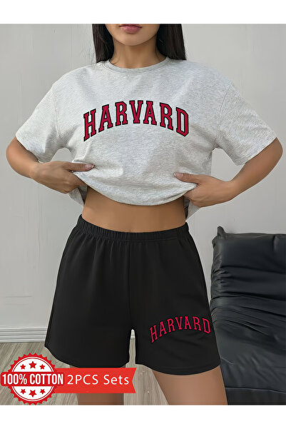 Nivorix Harvard Printed Soft Short Sleeve Top and Shorts Set