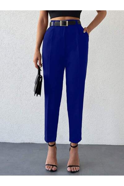 DUUE FASHİON Γυναικείο Saks Color Office - Υφασμάτινο παντελόνι με ψηλή μέση ...