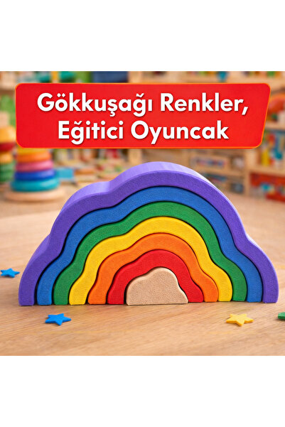 Waldorf Montessori Gökkuşağı Renkler 8 Parça | 1+ Yaş Eğitici Oyuncak, Renkleri Öğren