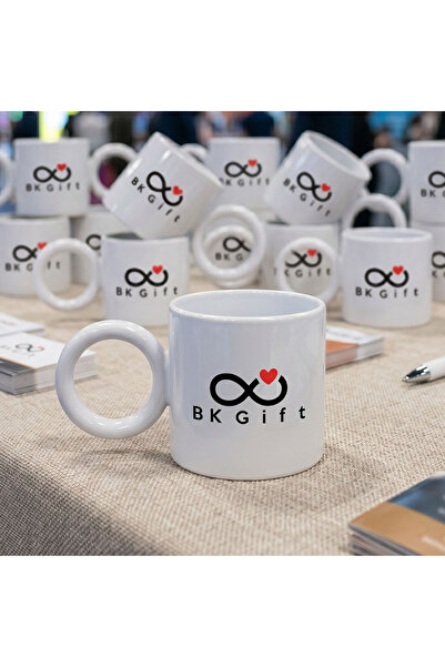 Bk Gift Bk Corporate Promotional Logo White Mug with Ring Handle 10 Pieces wi...