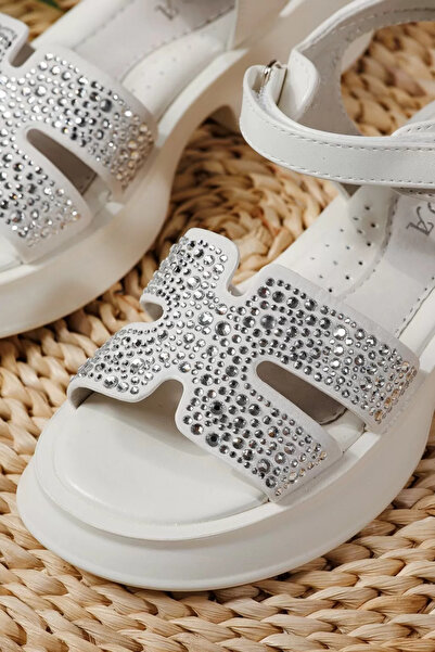 Zaira Λευκά παιδικά σανδάλια από βιολογικό δέρμα Lovia # 24956 - 36