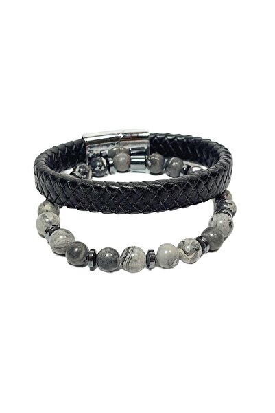 Janti Jtss26Blk1855 Jasper Hematite Natural Stone Flexible and Magnetic Lock ...