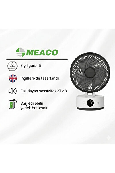 Meaco Sefte® 8″ Bataryalı Sessiz Masaüstü Vantilatör – Uyku Modlu Ve Enerji T...