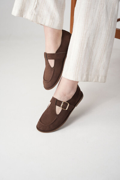 DAD WOLF Γυναικεία σουέτ παπούτσια με αγκράφα Mary Jane Loafer – Καθημερινά ά...