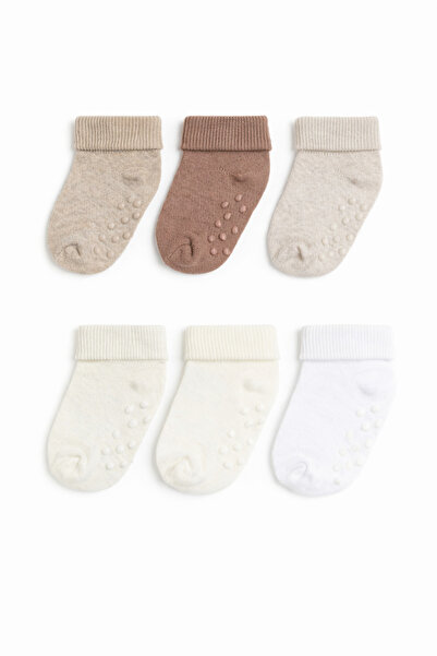 MEM SOCKS 6'lı Organik Pamuklu Kaymaz Korumalı Çocuk-Bebek Çorabı