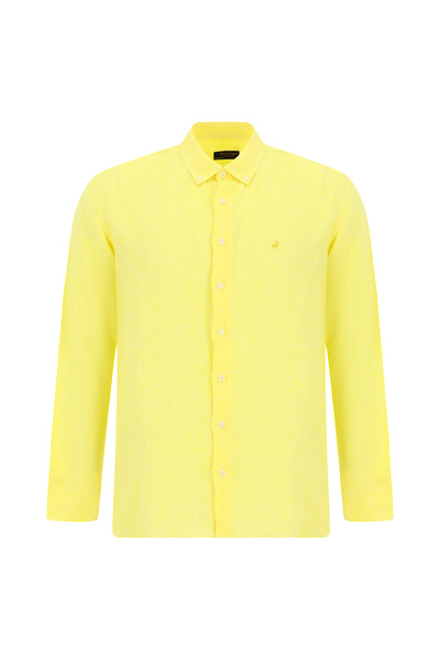 Abdullah Kiğılı Μακρυμάνικο λινό πουκάμισο με κουμπιά και γιακά σε κανονική ε...