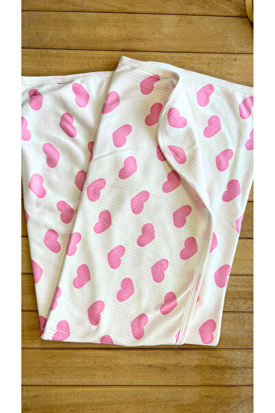GÜLÜNCE Large Heart Patterned Baby Blanket 80X90 cm Cotton Soft Newborn Swadd...