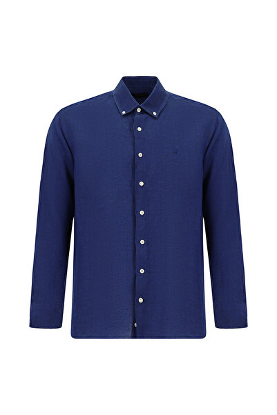 Abdullah Kiğılı Μακρυμάνικο λινό πουκάμισο με κουμπιά και γιακά σε κανονική ε...