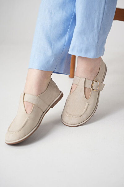 DAD WOLF Γυναικεία σουέτ παπούτσια με αγκράφα Mary Jane Loafer Ballerina – Κα...