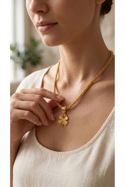 CİHAN GOLD Yonca Model Altın Şans Kolye