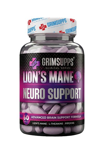 Grimsupps مكمل غذائي لدعم صحة الأعصاب من ليونز مين - إل-ثيانين وبيبيرين 60 قرص